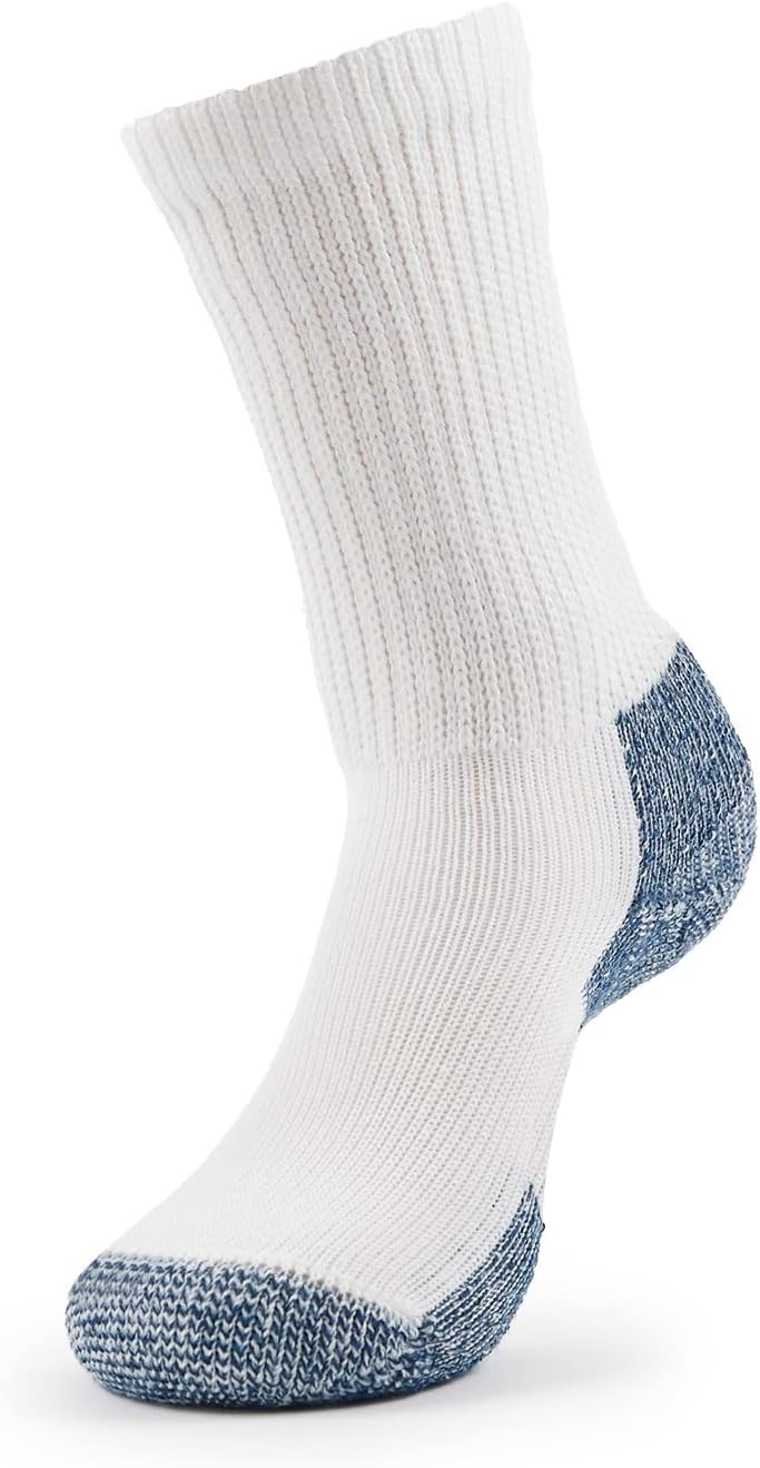 Thorlos Unisex Running Crew Socks in White/Navy - Large Size - Image 1